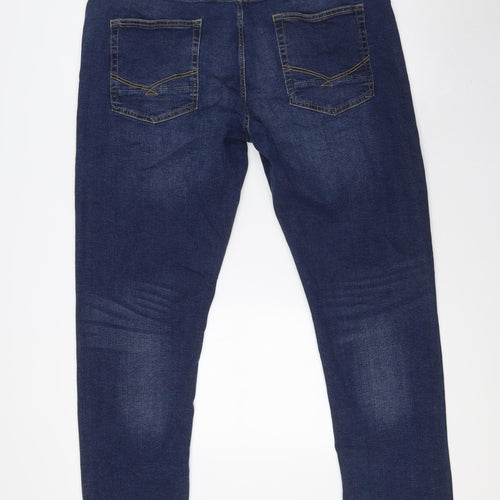 Firetrap Mens Blue Cotton Straight Jeans Size 40 in L32 in Slim Zip