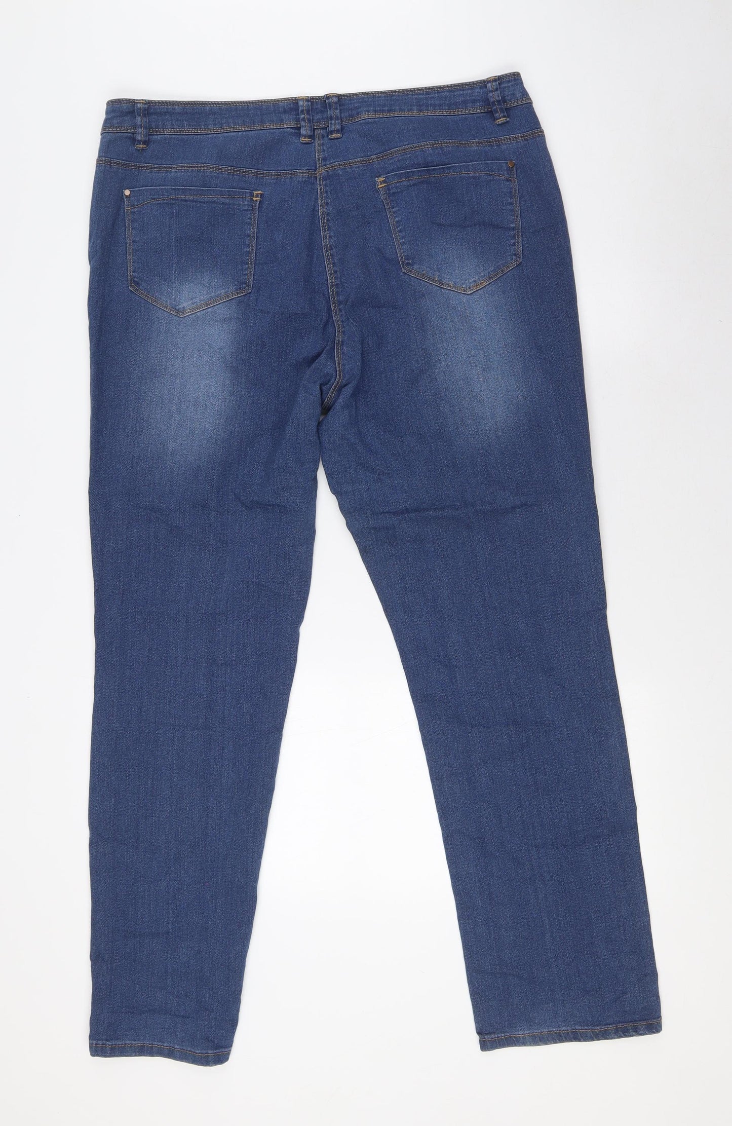 BHS Womens Blue Cotton Straight Jeans Size 18 L30 in Regular Zip