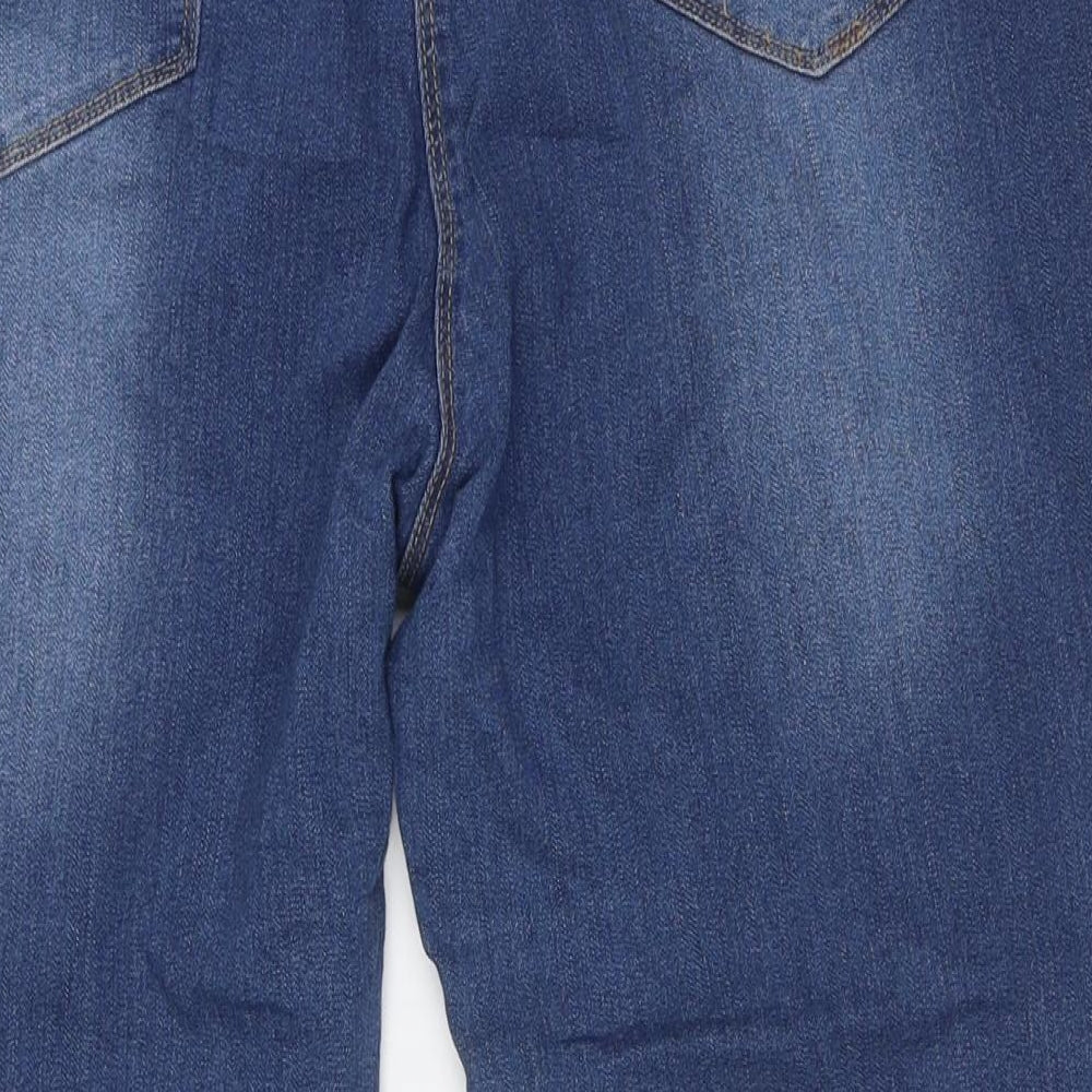BHS Womens Blue Cotton Straight Jeans Size 18 L30 in Regular Zip