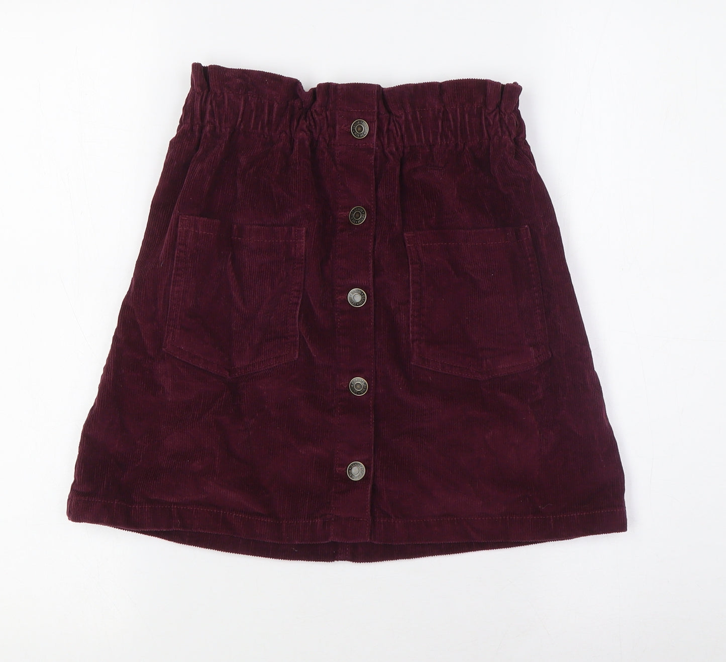 George Girls Purple Cotton A-Line Skirt Size 12-13 Years Regular Button - Paper Bag Style