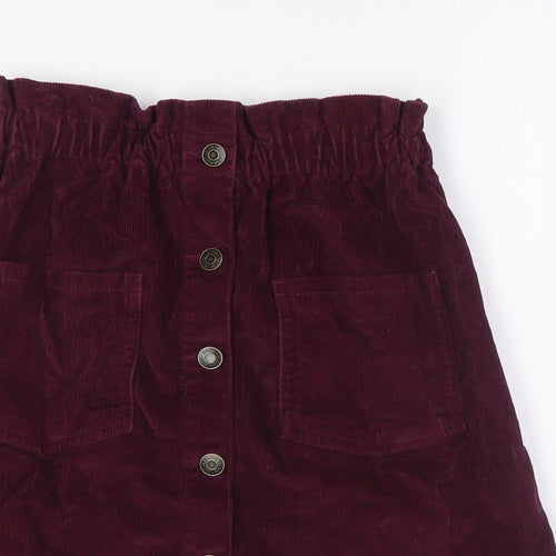 George Girls Purple Cotton A-Line Skirt Size 12-13 Years Regular Button - Paper Bag Style