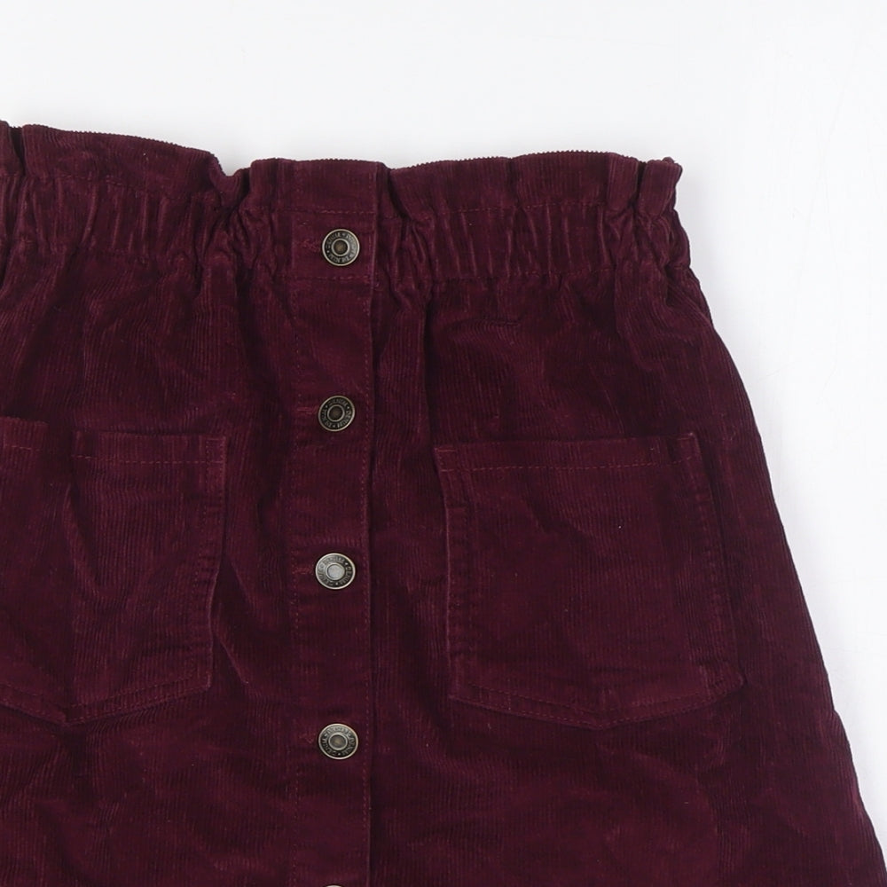 George Girls Purple Cotton A-Line Skirt Size 12-13 Years Regular Button - Paper Bag Style