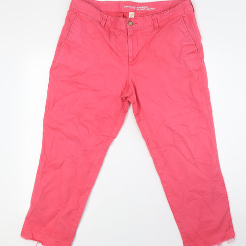 Gap Womens Pink Cotton Cropped Jeans Size 14 L25 in Regular Zip - Raw Hem, Girlfriend
