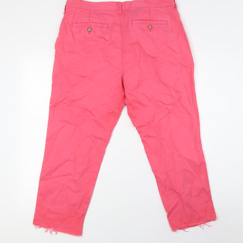 Gap Womens Pink Cotton Cropped Jeans Size 14 L25 in Regular Zip - Raw Hem, Girlfriend