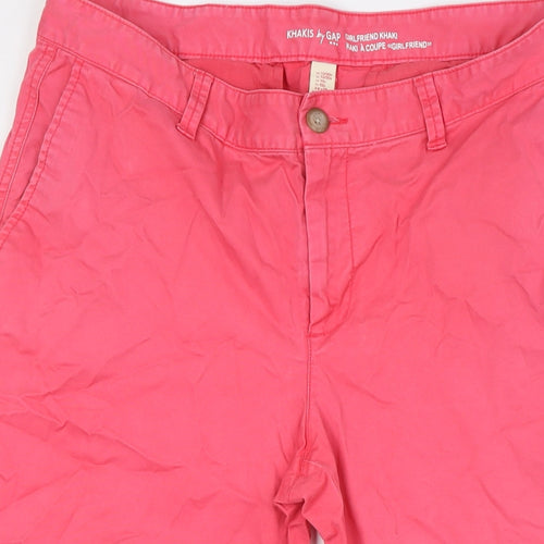 Gap Womens Pink Cotton Cropped Jeans Size 14 L25 in Regular Zip - Raw Hem, Girlfriend