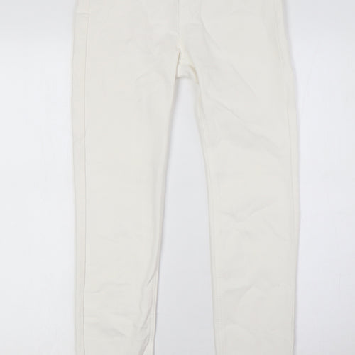 Pull&Bear Womens White Cotton Skinny Jeans Size 6 L28 in Regular Zip