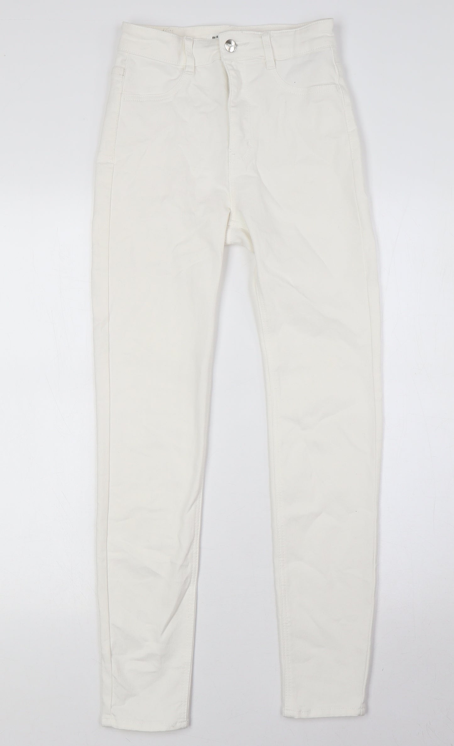 Pull&Bear Womens White Cotton Skinny Jeans Size 6 L28 in Regular Zip