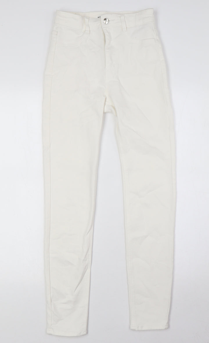 Pull&Bear Womens White Cotton Skinny Jeans Size 6 L28 in Regular Zip