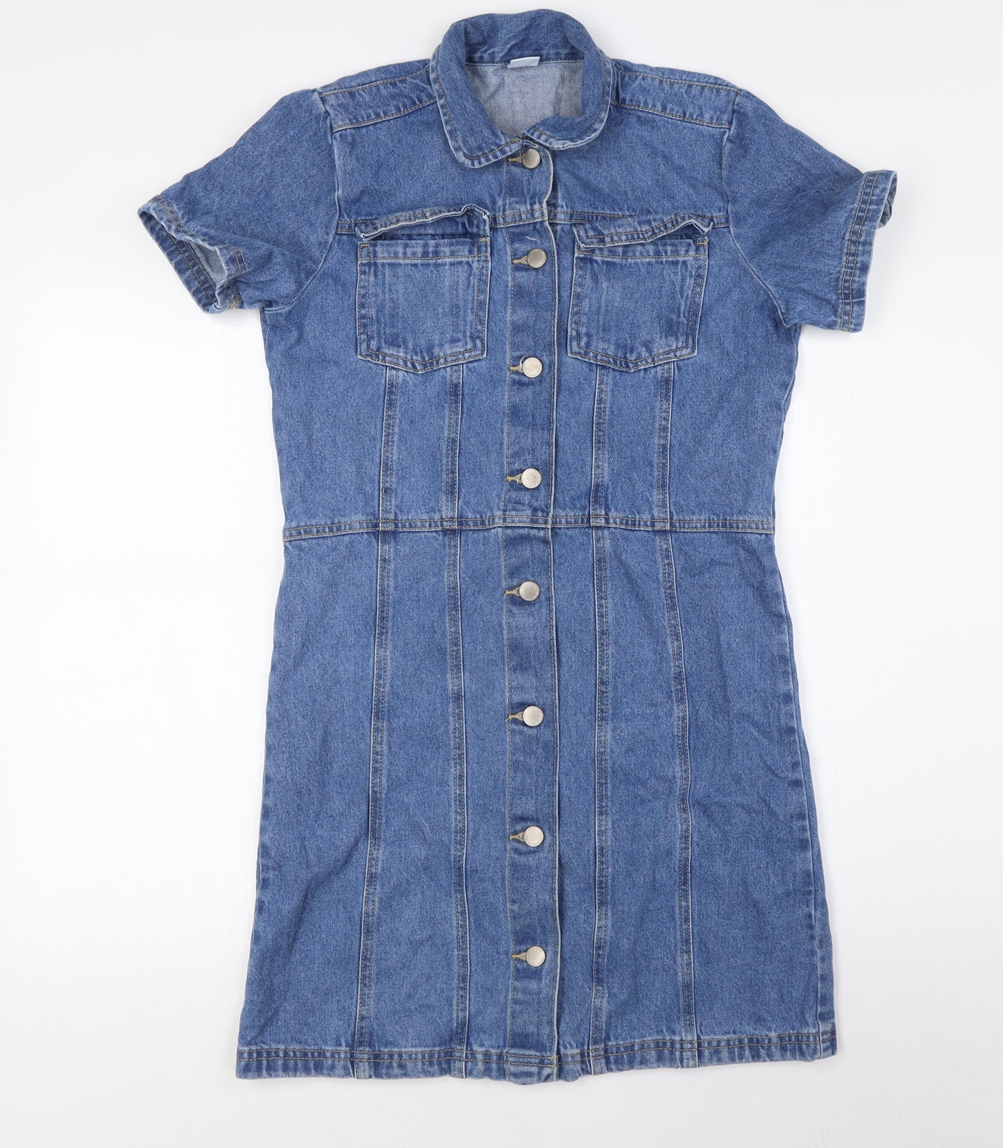 NEXT Girls Blue 100% Cotton A-Line Size 14 Years Collared Button - Pockets