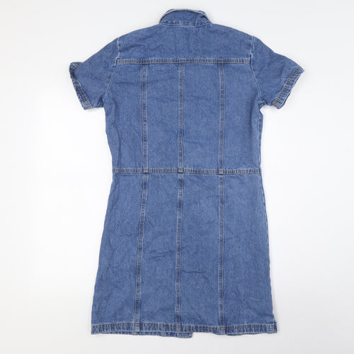 NEXT Girls Blue 100% Cotton A-Line Size 14 Years Collared Button - Pockets