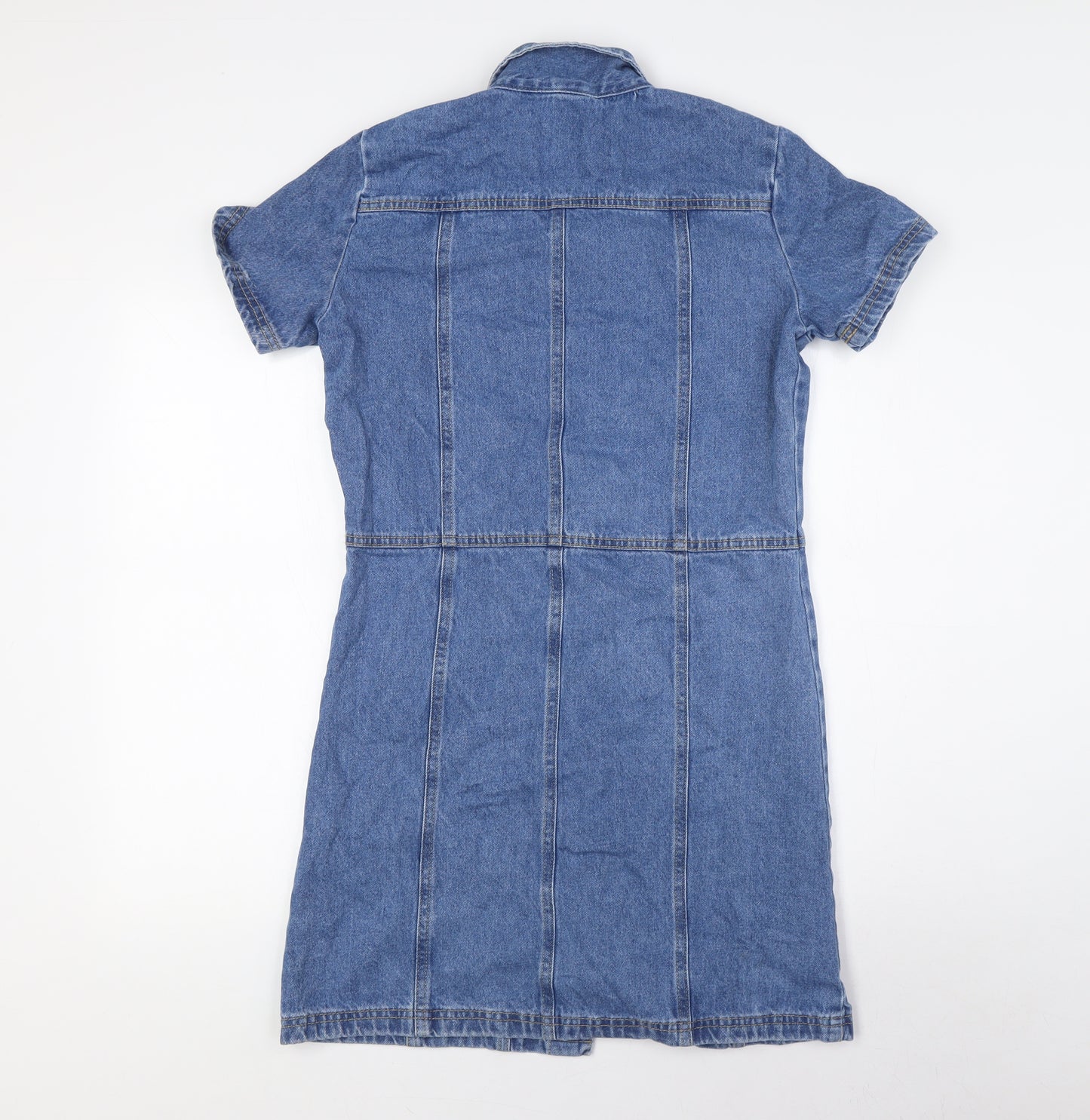 NEXT Girls Blue 100% Cotton A-Line Size 14 Years Collared Button - Pockets