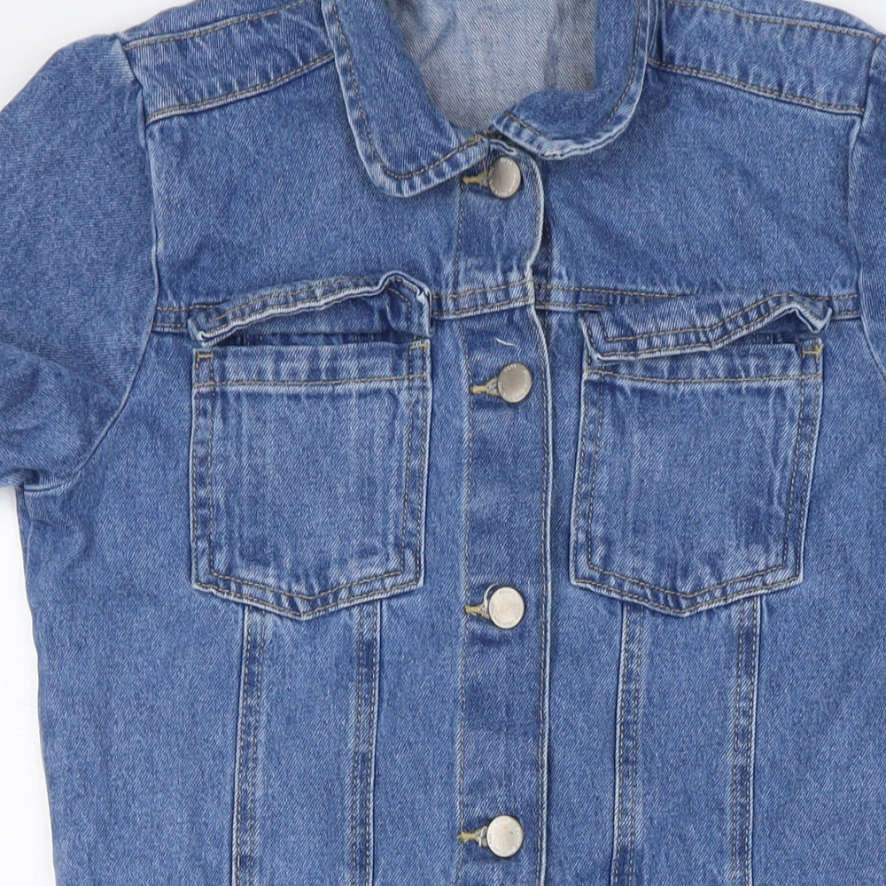 NEXT Girls Blue 100% Cotton A-Line Size 14 Years Collared Button - Pockets