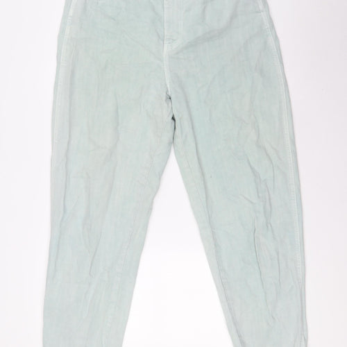 MNG Womens Green Cotton Mom Jeans Size 12 L29 in Regular Zip