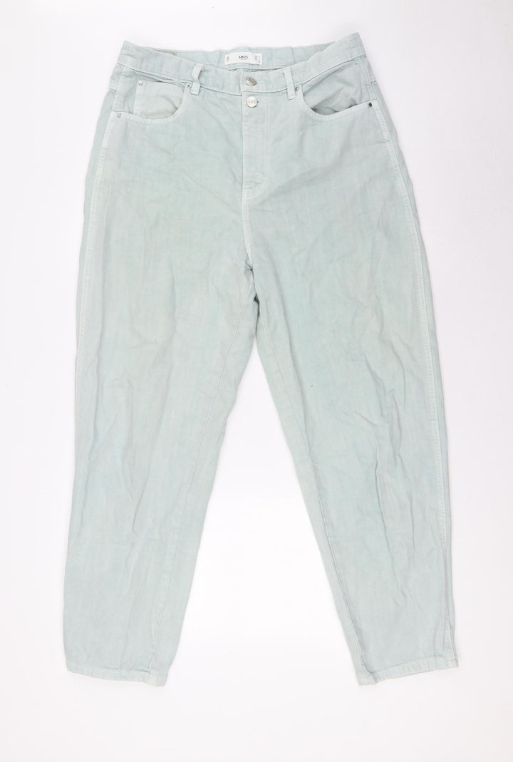 MNG Womens Green Cotton Mom Jeans Size 12 L29 in Regular Zip