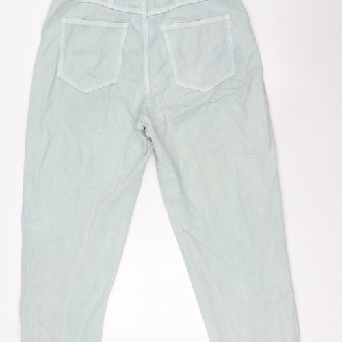 MNG Womens Green Cotton Mom Jeans Size 12 L29 in Regular Zip