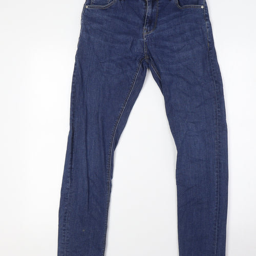ASOS Mens Blue Cotton Skinny Jeans Size 28 in L29 in Regular Zip