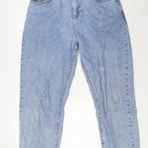 Topshop Womens Blue Cotton Mom Jeans Size 30 in L29 in Regular Zip - Elasticated Waist