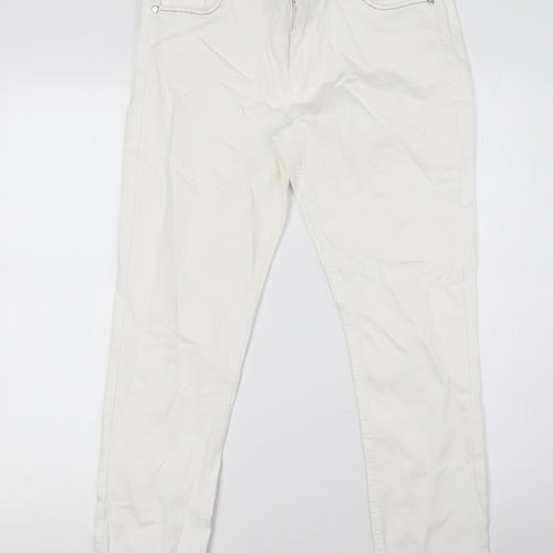 Miss Captain Womens White Cotton Skinny Jeans Size 10 L26 in Regular Zip