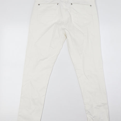 Miss Captain Womens White Cotton Skinny Jeans Size 10 L26 in Regular Zip