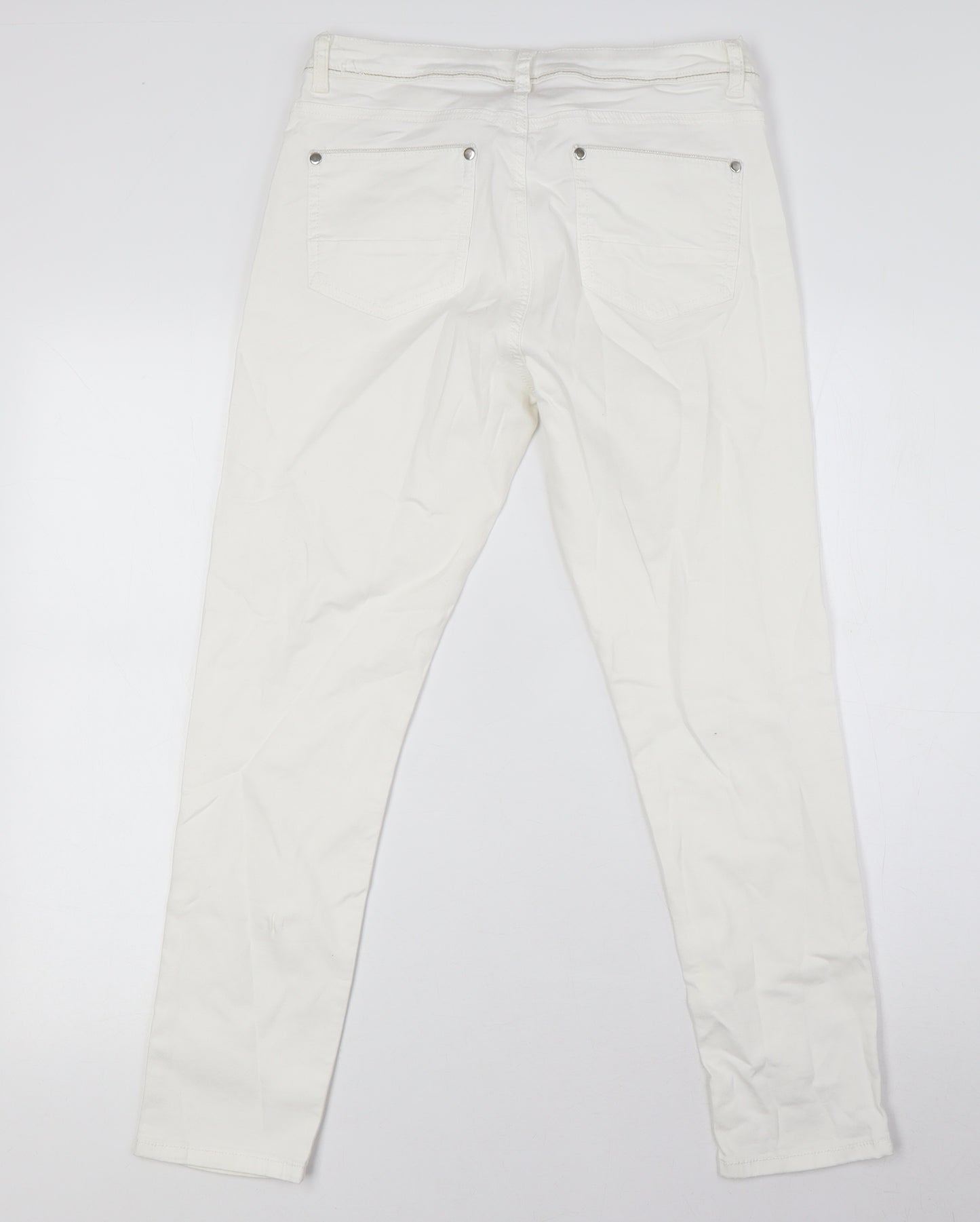 Miss Captain Womens White Cotton Skinny Jeans Size 10 L26 in Regular Zip