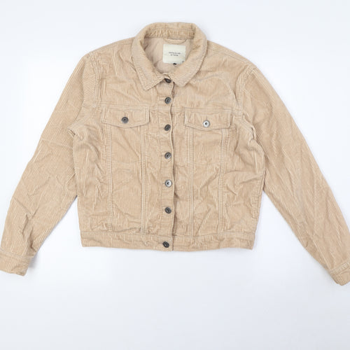 Jacoueline de Young Womens Beige Herringbone Jacket Size 10 Button