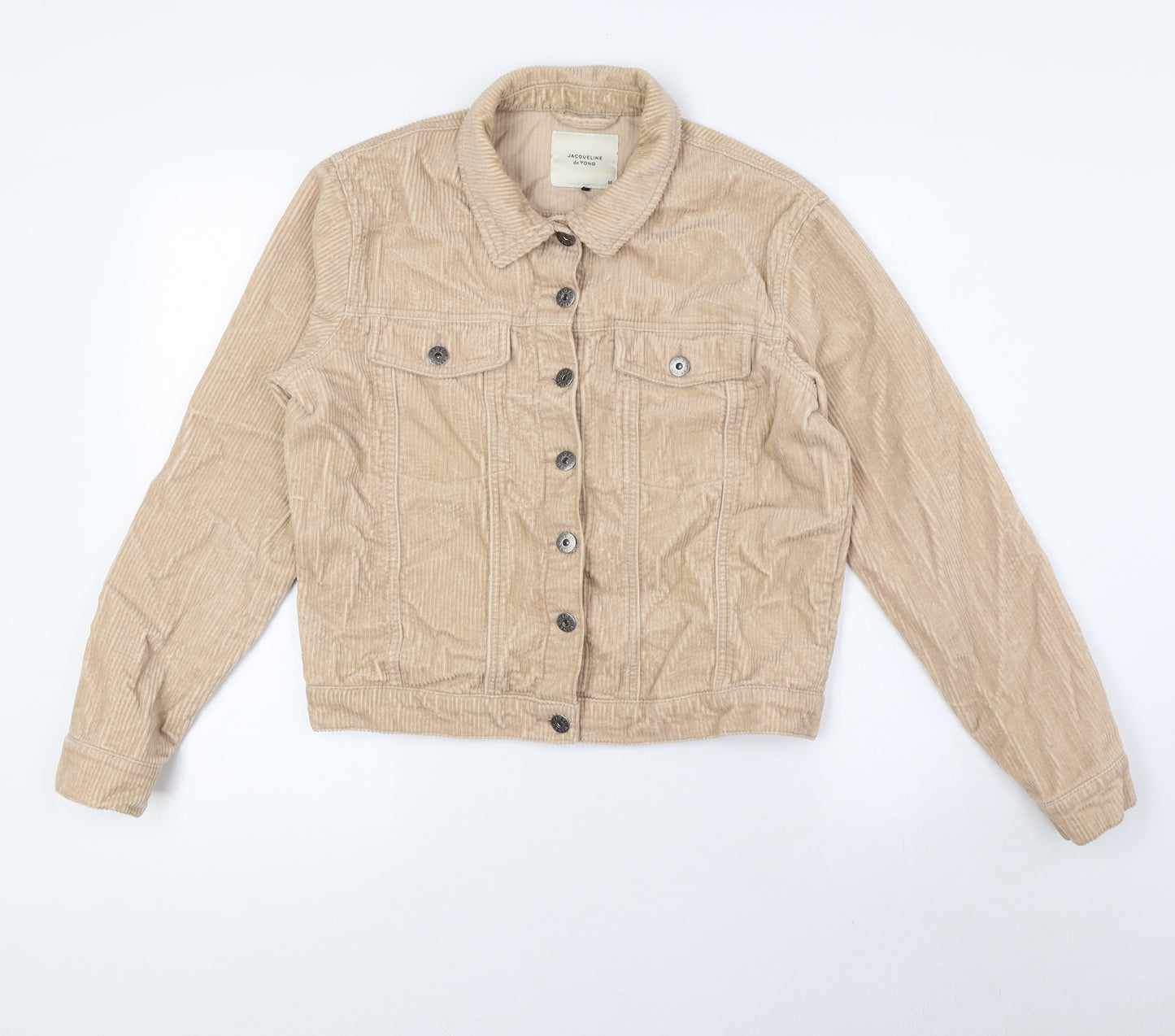 Jacoueline de Young Womens Beige Herringbone Jacket Size 10 Button