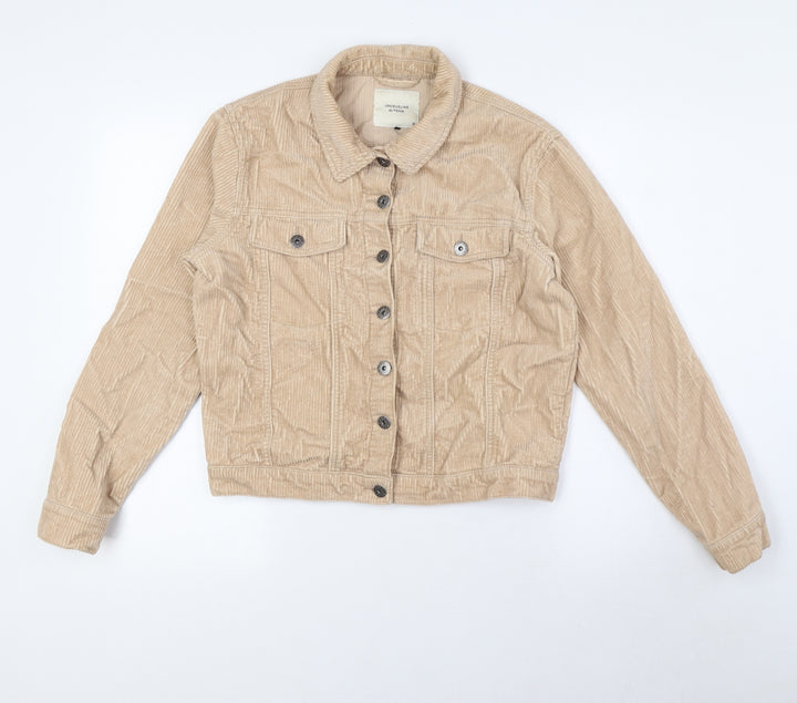Jacoueline de Young Womens Beige Herringbone Jacket Size 10 Button