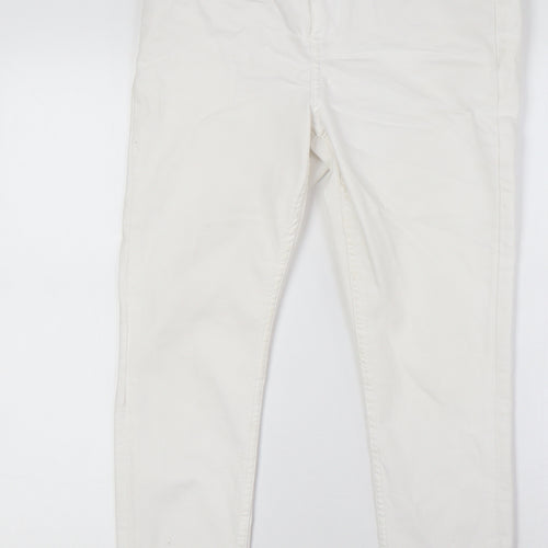 Marks and Spencer Womens White Cotton Skinny Jeans Size 12 L26 in Regular Button