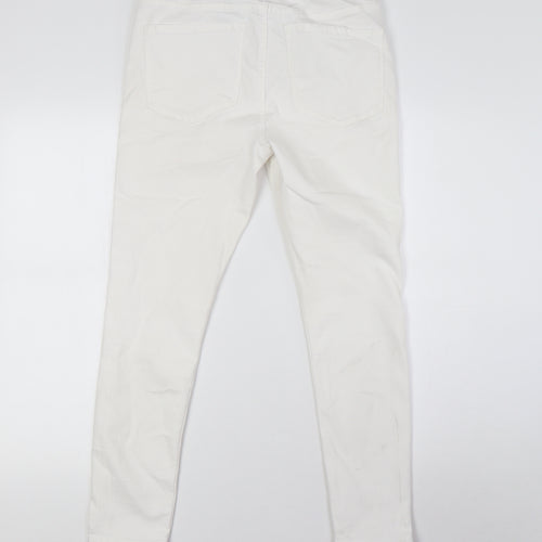 Marks and Spencer Womens White Cotton Skinny Jeans Size 12 L26 in Regular Button