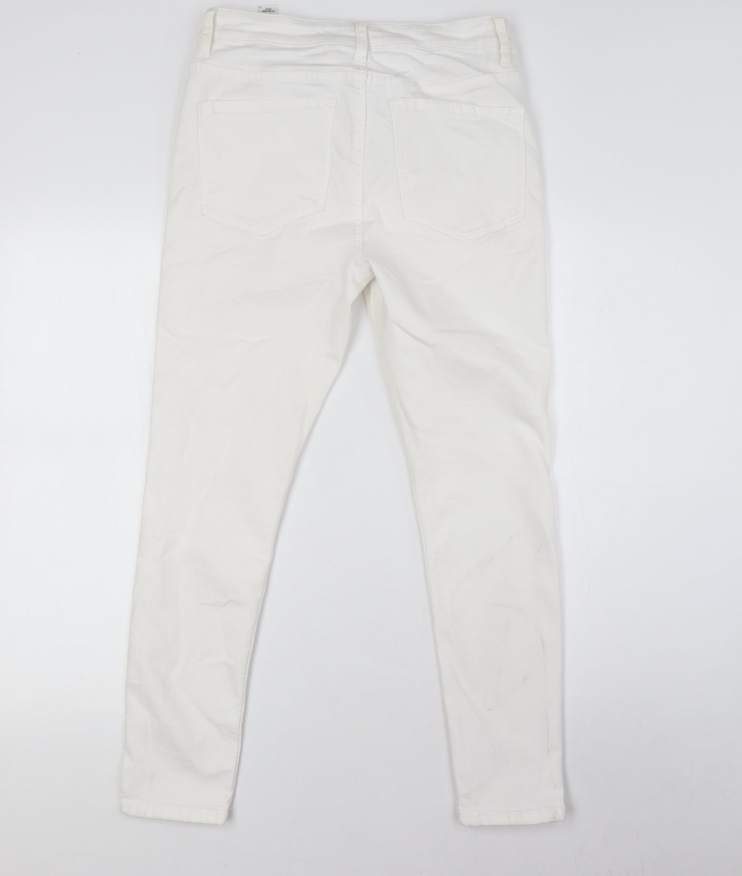 Marks and Spencer Womens White Cotton Skinny Jeans Size 12 L26 in Regular Button