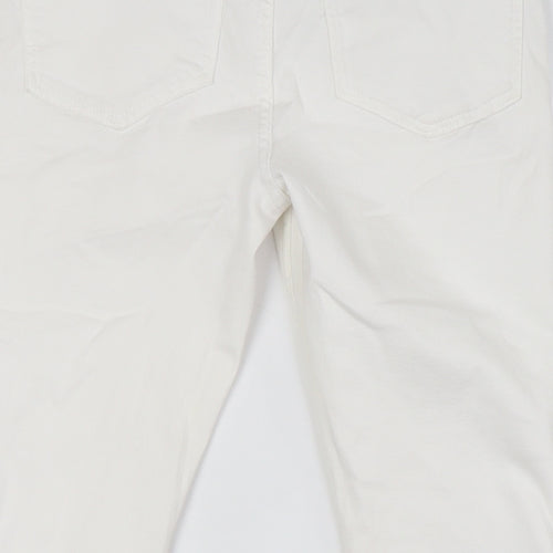 Marks and Spencer Womens White Cotton Skinny Jeans Size 12 L26 in Regular Button