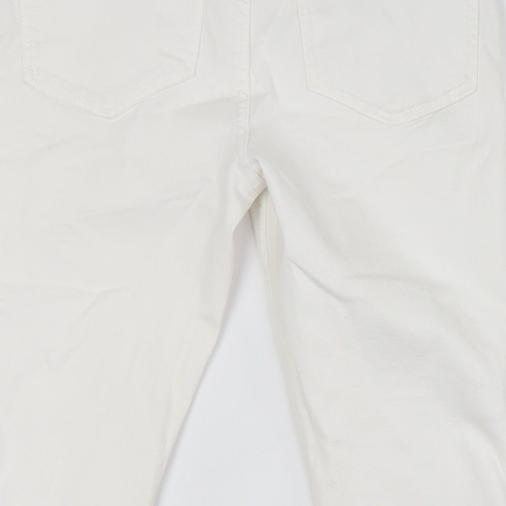 Marks and Spencer Womens White Cotton Skinny Jeans Size 12 L26 in Regular Button