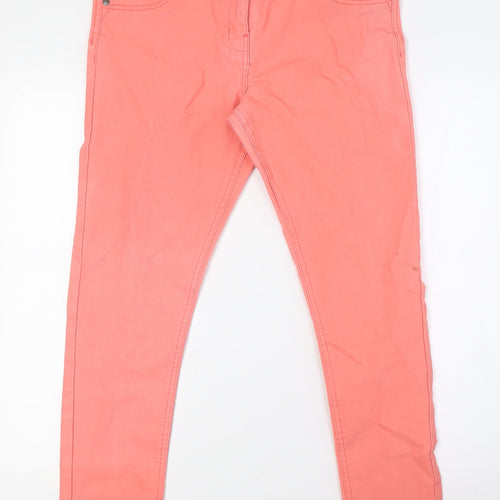 George Womens Orange Cotton Cropped Jeans Size 12 L28 in Regular Button