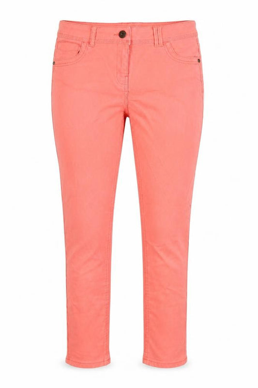 Front view of George women’s orange cotton cropped jeans, size UK 12, 28-inch leg regular button