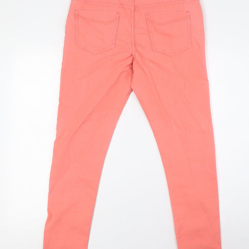George Womens Orange Cotton Cropped Jeans Size 12 L28 in Regular Button