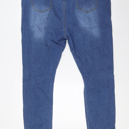Boohoo Womens Blue Cotton Skinny Jeans Size 22 L29 in Regular Button