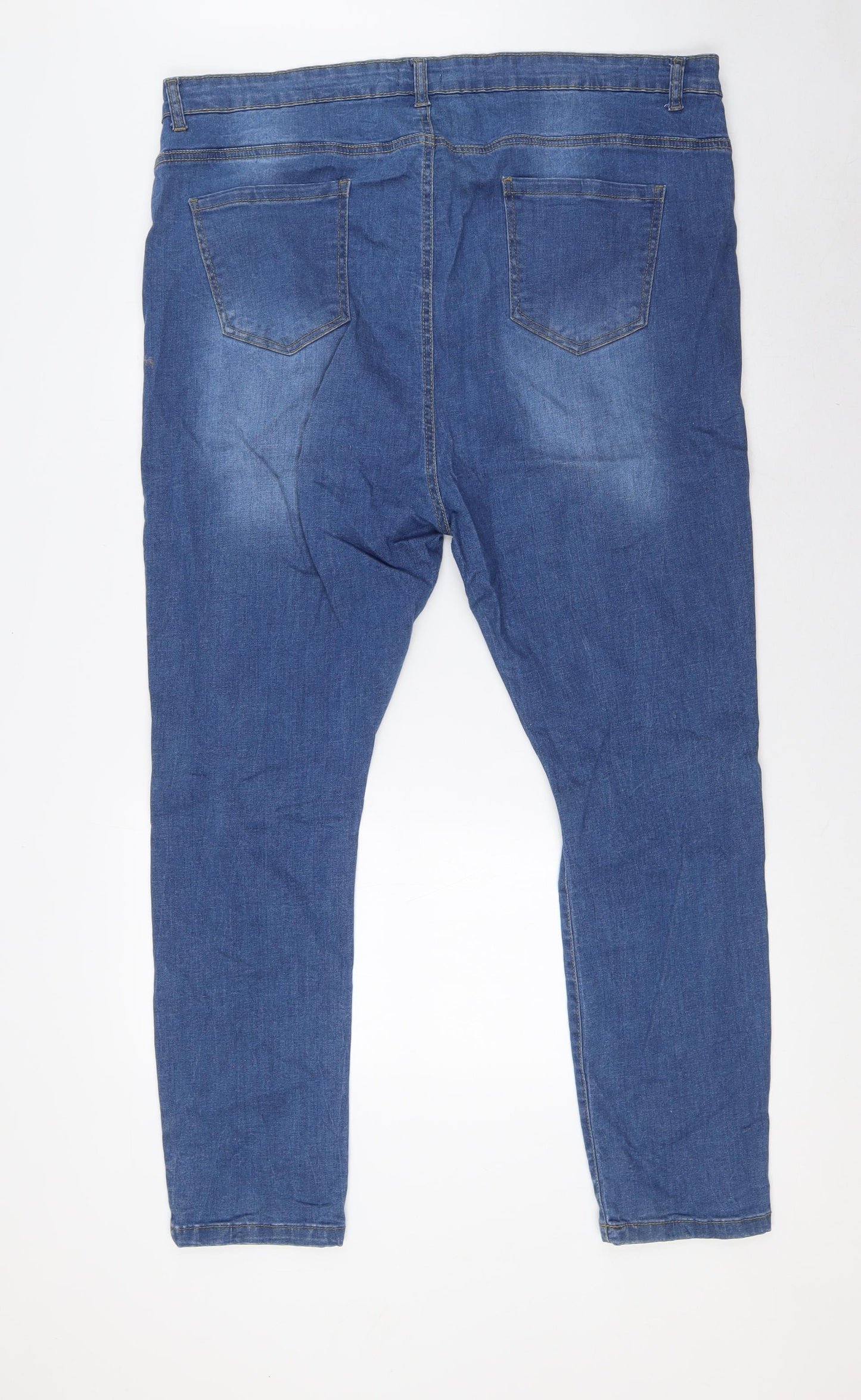 Boohoo Womens Blue Cotton Skinny Jeans Size 22 L29 in Regular Button