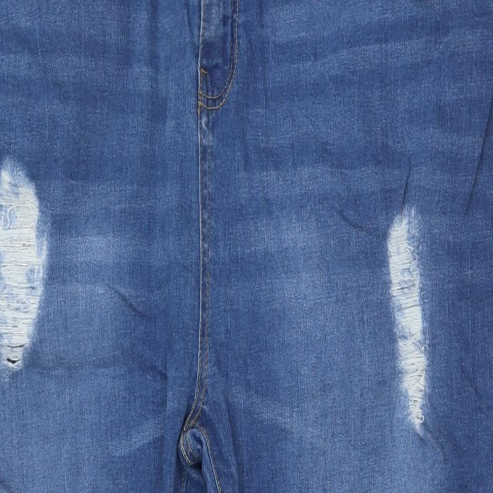 Boohoo Womens Blue Cotton Skinny Jeans Size 22 L29 in Regular Button