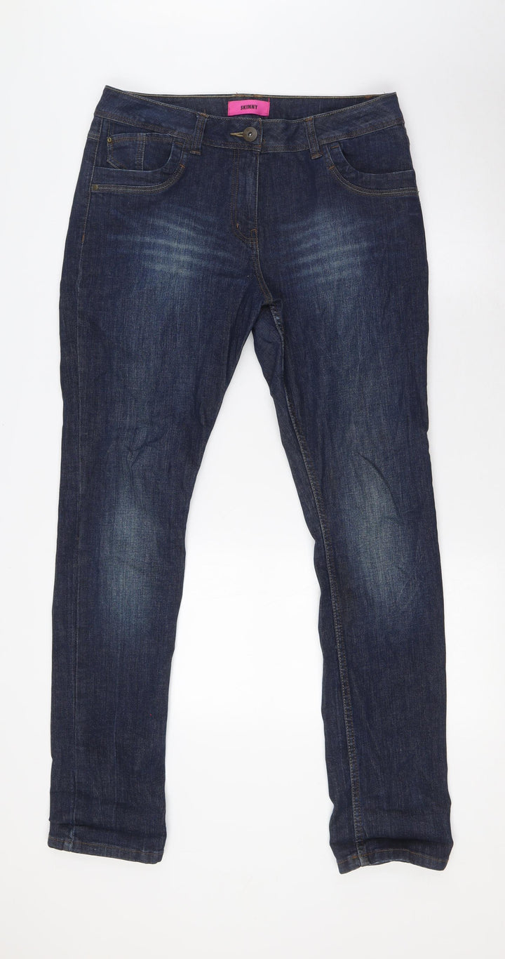 George Womens Blue Cotton Skinny Jeans Size 14 L32 in Regular Button