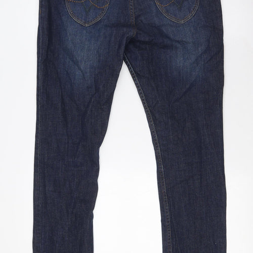 George Womens Blue Cotton Skinny Jeans Size 14 L32 in Regular Button