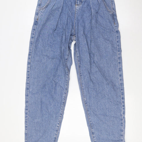 Stradivarius Womens Blue Cotton Mom Jeans Size 6 L28 in Regular Button - High Waist