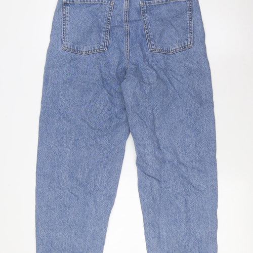 Stradivarius Womens Blue Cotton Mom Jeans Size 6 L28 in Regular Button - High Waist