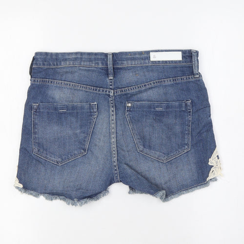 &Denim Womens Blue Cotton Basic Shorts Size 8 L3 in Regular Button - Lace Detail