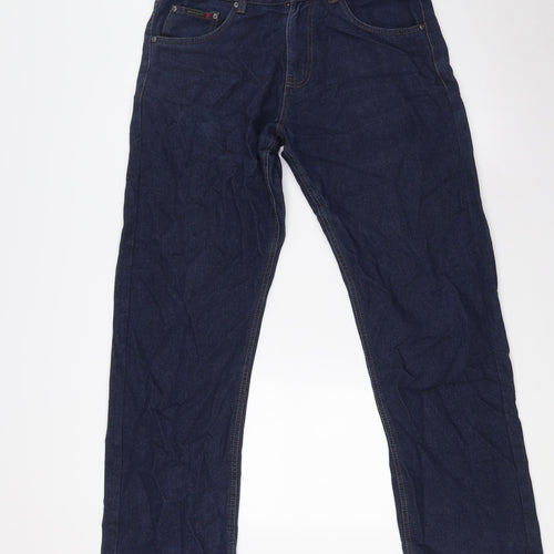 Pierre Cardin Mens Blue Cotton Straight Jeans Size 34 in L31 in Regular Button