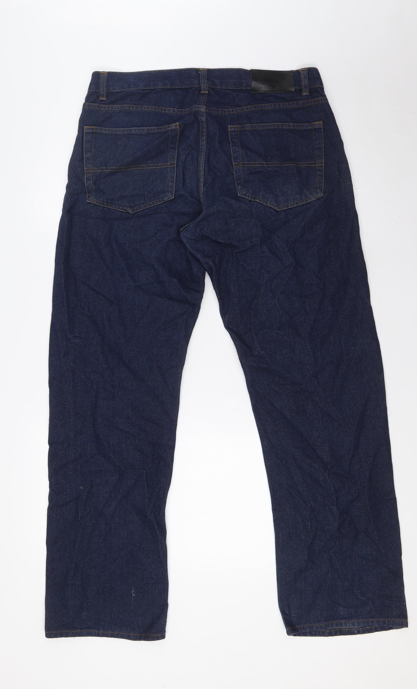 Pierre Cardin Mens Blue Cotton Straight Jeans Size 34 in L31 in Regular Button