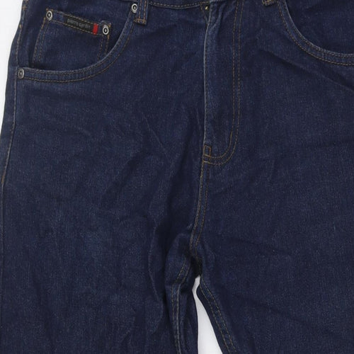 Pierre Cardin Mens Blue Cotton Straight Jeans Size 34 in L31 in Regular Button