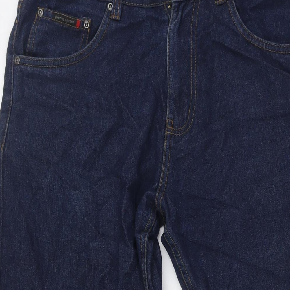 Pierre Cardin Mens Blue Cotton Straight Jeans Size 34 in L31 in Regular Button