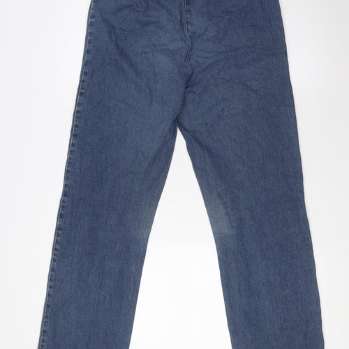 Cotton Traders Womens Blue Cotton Straight Jeans Size 12 L30 in Regular - Elasticated Waist