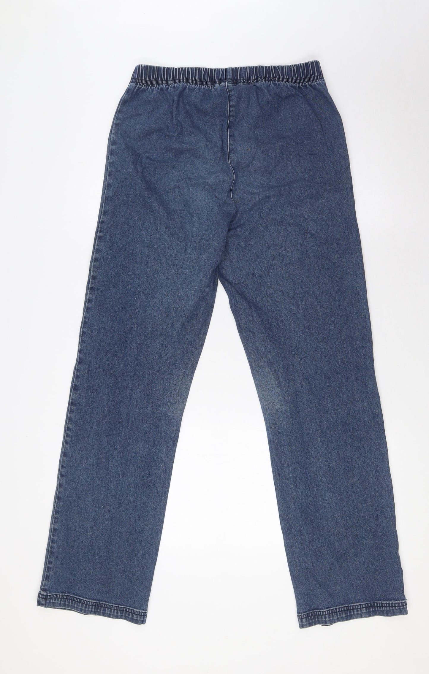 Cotton Traders Womens Blue Cotton Straight Jeans Size 12 L30 in Regular - Elasticated Waist