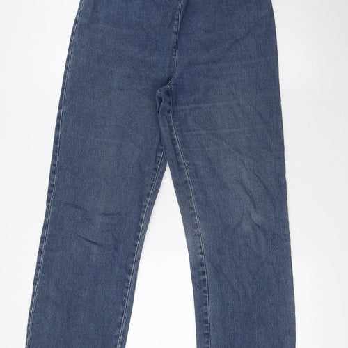 Cotton Traders Womens Blue Cotton Straight Jeans Size 12 L30 in Regular - Elasticated Waist